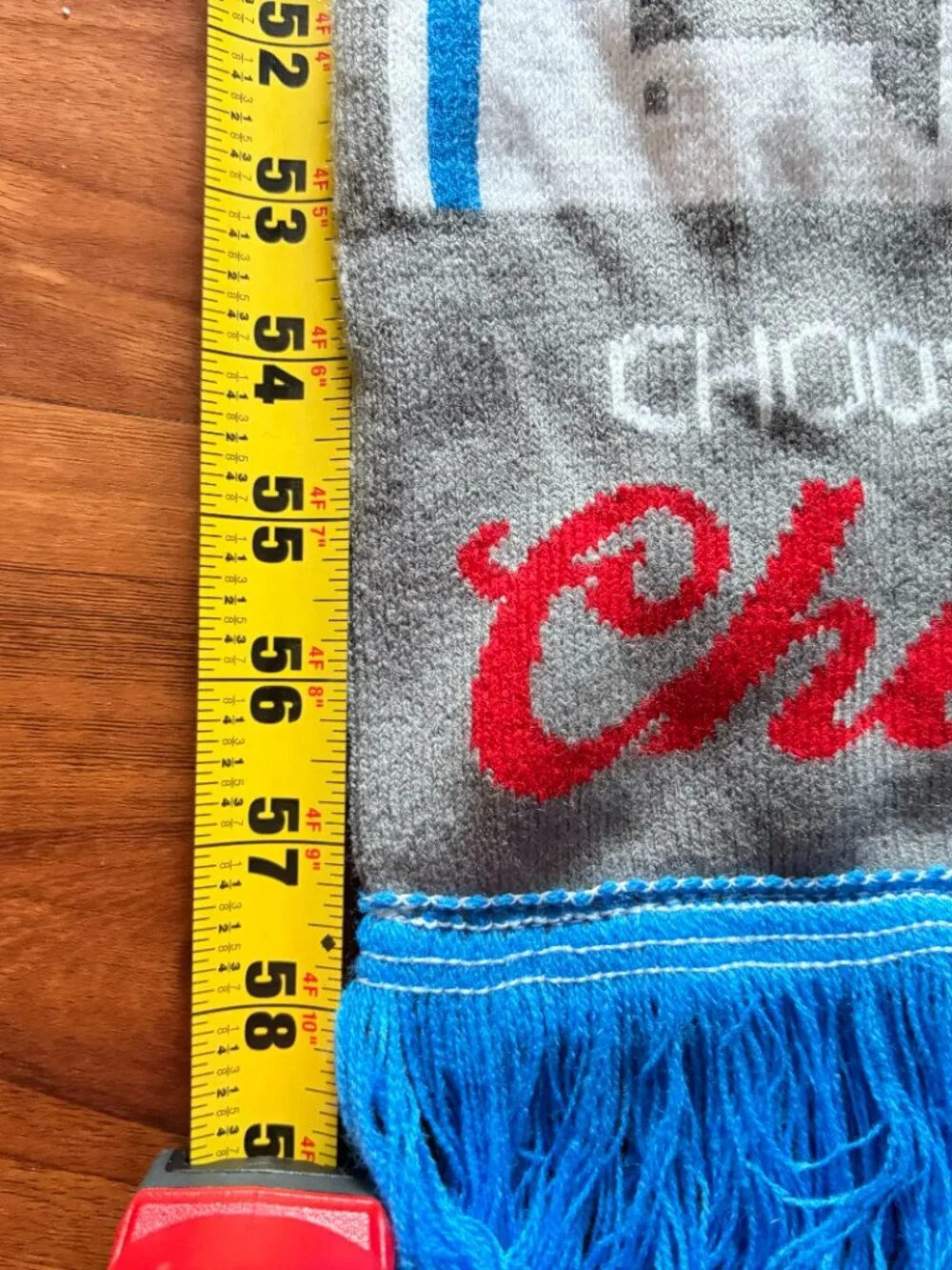 Coors Light Choose Chill knit scarf, soccer style with blue fringe, breweriana